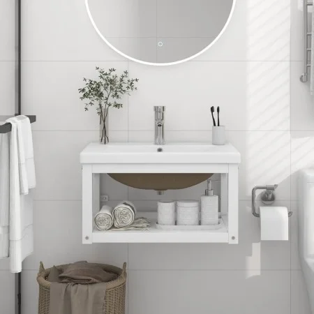 Bathroom structure with built-in white iron sink by vidaXL, bathroom vanities - Ref: Foro24-3101380, Price: 145,53 €, Discoun...