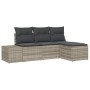 Conjunto de sofá de jardín 4 pcs Gris claro Poliratán
