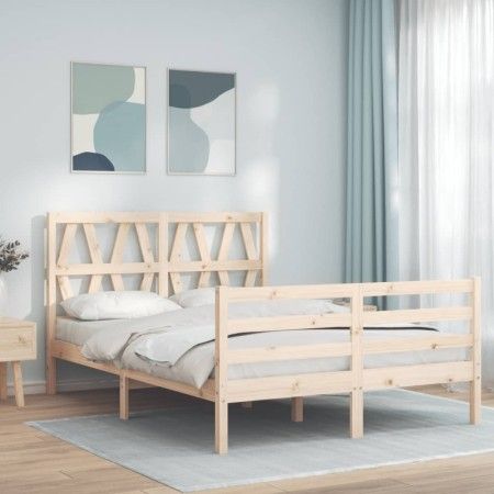Bed frame with solid wood headboard 120x200 cm by vidaXL, Beds and slatted bases - Ref: Foro24-3194371, Price: 123,03 €, Disc...