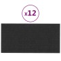 Paneles de pared 12 uds tela negro 30x15 cm 0,54 m²