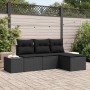 Conjunto de sofá de jardín 4 pcs Negro Poliratán