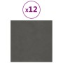 Paneles de pared 12 uds terciopelo gris oscuro 30x30 cm 1,08 m²