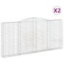 Cestas de gaviones 2 uds forma de arco hierro 400x30x180/200 cm
