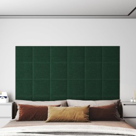 Paneles de pared 12 uds tela verde oscuro 30x30 cm 1,08m²