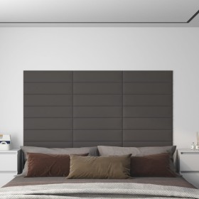 Paneles de pared 12 uds tela gris oscuro 60x15 cm 1,08 m²