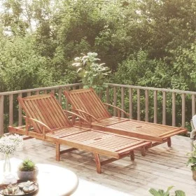Solid acacia wood sun loungers 2 units by vidaXL, Loungers - Ref: Foro24-3104967, Price: 417,64 €, Discount: %