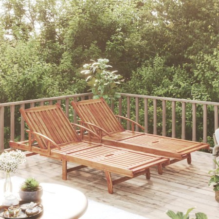 Tumbonas de madera maciza de acacia 2 unidades | Foro24.es | Tu tienda online para hogar, jardín y más Foro24.es