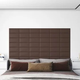 Wall panels 12 pcs brown synthetic leather 30x15 cm 0.54 m² by vidaXL, Wall covering - Ref: Foro24-343777, Price: 24,31 €, Di...
