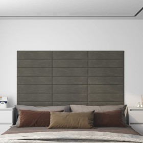 Paneles de pared 12 uds terciopelo gris oscuro 60x15 cm 1,08 m²