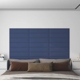 Paneles de pared 12 uds tela azul 60x15 cm 1,08 m²