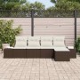 Conjunto de sofá de jardín 5 pcs Marrón Poliratán