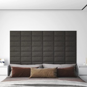 Paneles de pared 12 uds tela gris oscuro 30x15 cm 0,54 m²