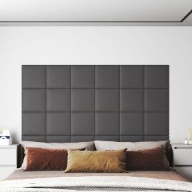 Paneles de pared 12 uds cuero sintético gris 30x30 cm 1,08 m²