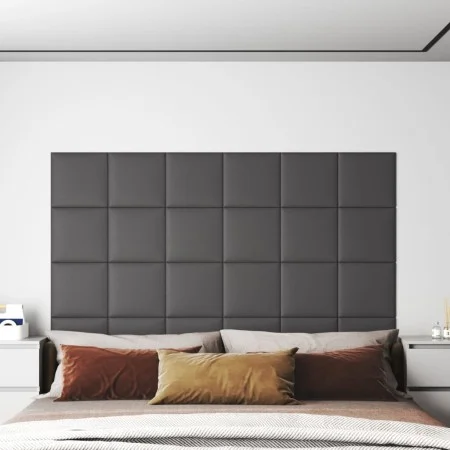 Wall panels 12 pcs gray synthetic leather 30x30 cm 1.08 m² by vidaXL, Wall covering - Ref: Foro24-343802, Price: 40,40 €, Dis...
