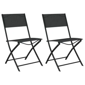 Klappbare Gartenstühle 2 Stück Stahl und Textilene schwarz von vidaXL, Gartenstühle - Ref: Foro24-318766, Preis: 66,91 €, Rab...