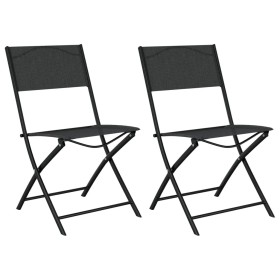 Klappbare Gartenstühle 2 Stück Stahl und Textilene schwarz von vidaXL, Gartenstühle - Ref: Foro24-318766, Preis: 68,20 €, Rab...
