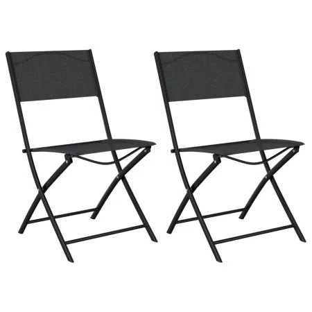 Folding garden chairs 2 units steel and black textilene by vidaXL, Garden chairs - Ref: Foro24-318766, Price: 66,91 €, Discou...