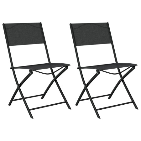 Klappbare Gartenstühle 2 Stück Stahl und Textilene schwarz von vidaXL, Gartenstühle - Ref: Foro24-318766, Preis: 68,20 €, Rab...