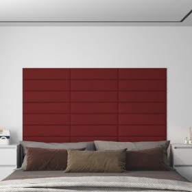 Paneles de pared 12 uds tela rojo tinto 60x15 cm 1,08 m²