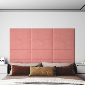 Paneles de pared 12 uds terciopelo rosa 60x30 cm 2