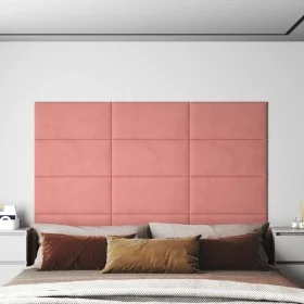 Paneles de pared 12 uds terciopelo rosa 60x30 cm 2,16 m² by vidaXL, Wall covering - Ref: Foro24-343866, Price: 56,41 €, Disco...