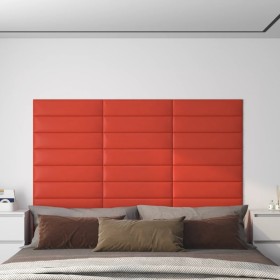 Paneles de pared 12 uds cuero sintético rojo 60x15 cm 1,08 m²