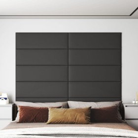 Paneles de pared 12 uds cuero sintético gris 90x30 cm 3,24 m²