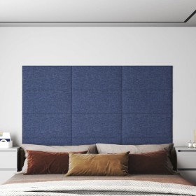 Paneles de pared 12 uds tela azul 60x30 cm 2,16 m²