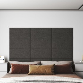 Paneles de pared 12 uds tela gris oscuro 60x30 cm 2,16 m²