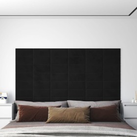 Paneles de pared 12 uds terciopelo negro 30x15 cm 0,54 m²