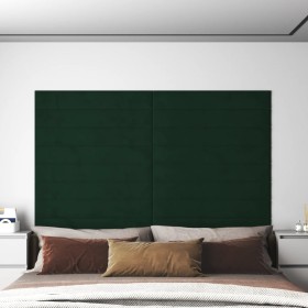 Paneles de pared 12 uds terciopelo verde oscuro 90x15 cm 1,62m²