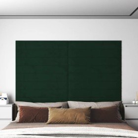 Paneles de pared 12 uds terciopelo verde oscuro 90x15 cm 1,62m²