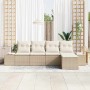 Conjunto de sofá de jardín 5 pcs Beige Poliratán