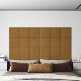 Paneles de pared 12 uds terciopelo marrón 30x30 cm 1,08 m²