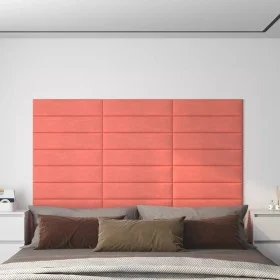 Wall panels 12 pcs pink velvet 60x15 cm 1.08 m² by vidaXL, Wall covering - Ref: Foro24-343838, Price: 30,73 €, Discount: %