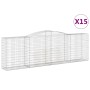 Cestas de gaviones 15 uds forma de arco hierro 400x50x120/140cm
