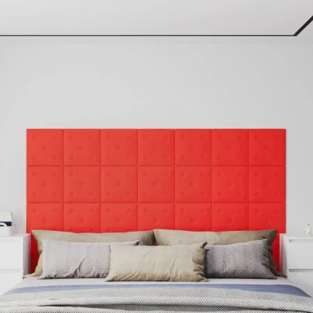 Wall panels 12 pcs red synthetic leather 30x30 cm 1.08 m² by vidaXL, Wall covering - Ref: Foro24-343976, Price: 33,84 €, Disc...
