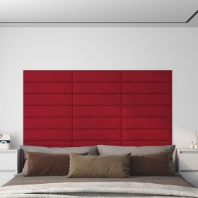 Paneles de pared 12 uds terciopelo rojo tinto 60x15 cm 1,08 m²