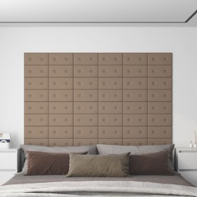 Paneles pared 12 uds cuero sintético capuchino 30x15 cm 0,54 m²