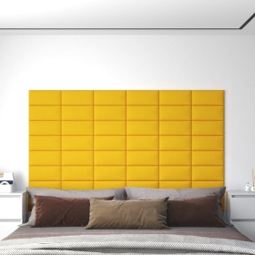 Paneles de pared 12 uds terciopelo amarillo 30x15 cm 0,54 m²