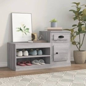 Mueble zapatero madera contrachapada gris Sonoma 100x42x60 cm