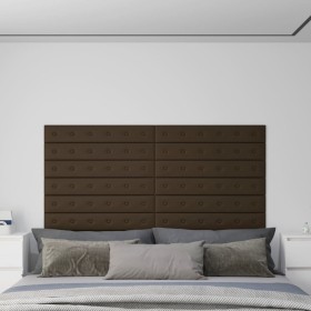 Paneles de pared 12 uds cuero sintético marrón 90x