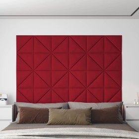 Paneles de pared 12 uds terciopelo rojo tinto 30x3