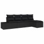 Conjunto de sofá de jardín 5 pcs Negro Poliratán