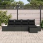 Conjunto de sofá de jardín 5 pcs Negro Poliratán