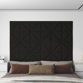 Paneles de pared 12 uds tela negro 30x30 cm 0,54 m²