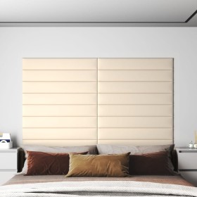 Paneles de pared 12 uds terciopelo color crema 90x15 cm 1,62 m²