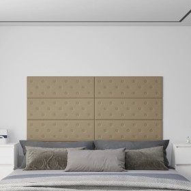 Paneles pared 12 uds cuero sintético capuchino 90x30 cm 3,24 m²