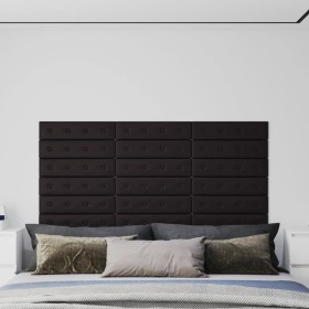 Paneles de pared 12 uds cuero sintético negro 60x15 cm 1,08 m²
