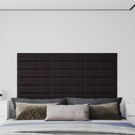 Wall panels 12 pcs black synthetic leather 60x15 cm 1.08 m² by vidaXL, Wall covering - Ref: Foro24-343981, Price: 28,10 €, Di...